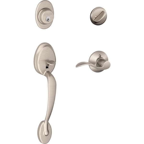 Schlage Satin Nickel Entry Door Handleset with Accent Interior Lever F60GPLY619ACC - main